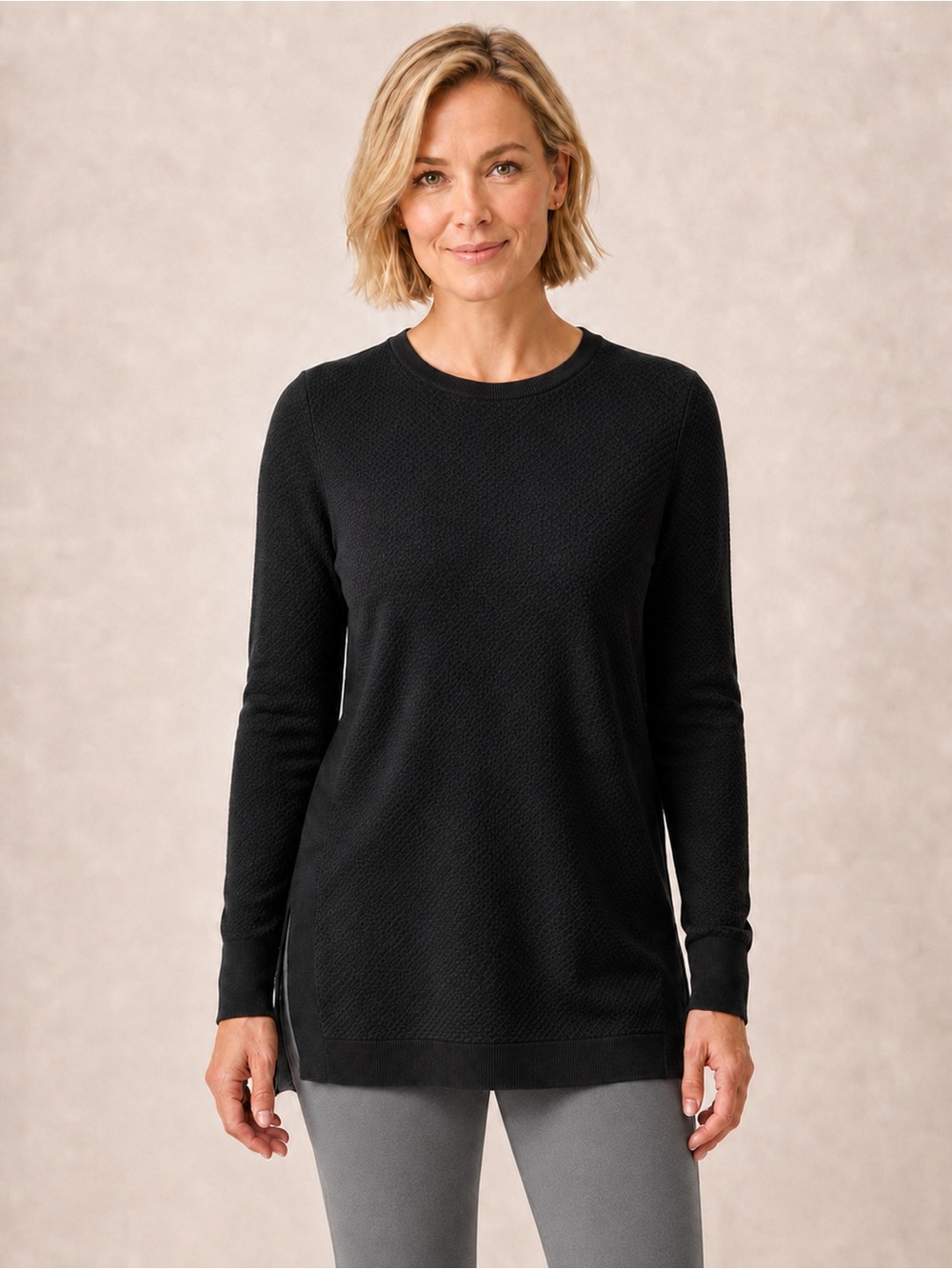 Duluth Trading Co S’No Sweat CoolMax Black Crewneck Tunic Sweater Women’s Large